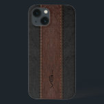 Coques Pour iPhone Rayures En Cuir Brown Et Noir<br><div class="desc">Image de la texture en cuir noir et marron vieilli avec des rayures cousues aux accents beiges. monogramme personnalisé et optionnel. Design masculin élégant. Le design est disponible sur le produit sélectionné mais peut être demandé par e-mail.</div>