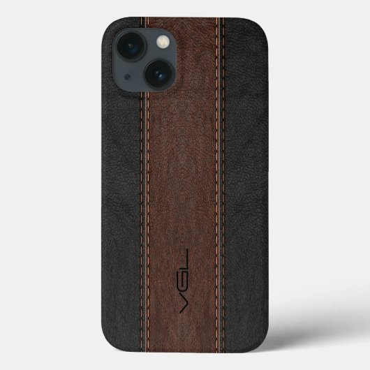 Coques Case-Mate iPhone Rayures En Cuir Brown Et Noir (Verso)