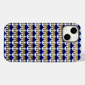 Coques Case-Mate iPhone rayures et ancres blanches marine motif (Verso (horizontal))