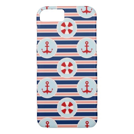Coques Case-Mate iPhone Rayures et motif de points nautiques (Dos)