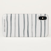 Coques Case-Mate iPhone Rayures gris aquarelle (Dos (Horizontal))