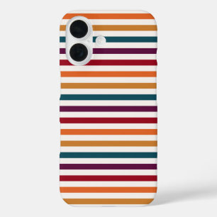 Coques iPhone 16 Rayures horizontales multicolores automne rétro