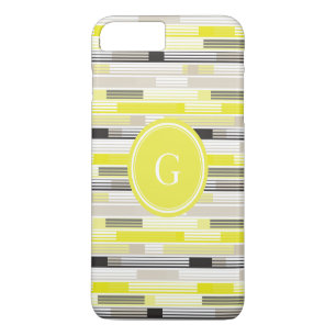 Coques Pour iPhone Rayures jaune gris noir Cool Monogramme personnali