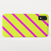 Coques Case-Mate iPhone Rayures jaune néon et rose vif (Dos (Horizontal))