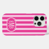 Coques Case-Mate iPhone Rayures Monogramme Rose Chaud et Rose (Verso (horizontal))