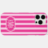 Coques Case-Mate iPhone Rayures Monogramme Rose Chaud et Rose (Verso (horizontal))