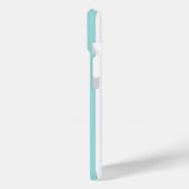 Coques Case-Mate iPhone Rayures Monogrammées Aqua et Blanc (Verso / Gauche)