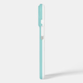 Coques Case-Mate iPhone Rayures Monogrammées Aqua et Blanc (Verso / Gauche)