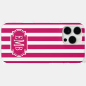 Coques Case-Mate iPhone Rayures monogrammées Berry et blanc (Verso (horizontal))