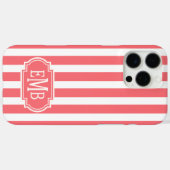 Coques Case-Mate iPhone Rayures Monogrammées Corail et Blanc (Verso (horizontal))