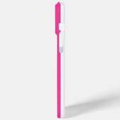 Coques Case-Mate iPhone Rayures Monogrammées Rose Chaud et Blanc (Verso / Gauche)