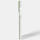 Coques Case-Mate iPhone Rayures monogrammées vert sauge et blanc (Verso / Gauche)