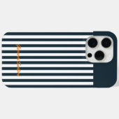 Coques Case-Mate iPhone Rayures Navy | Monogramme du gentleman moderne (Verso (horizontal))