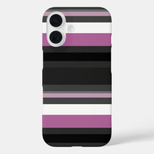 Coques iPhone 16 Rayures noires, grises et blanches
