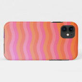 Coques Case-Mate iPhone Rayures oranges et roses ondulées (Dos (Horizontal))