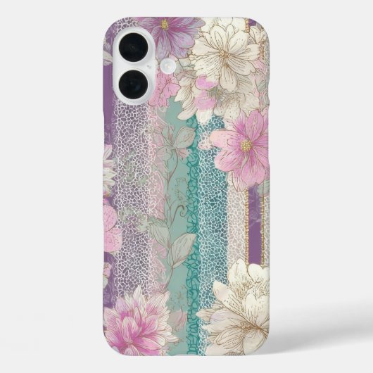 Coques Case-Mate iPhone Rayures pastel verticales avec textures de dentell (Verso)