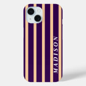 Coques Case-Mate iPhone Rayures personnalisées Beige Violet foncé (Verso)