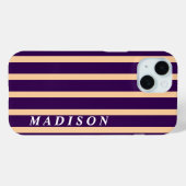Coques Case-Mate iPhone Rayures personnalisées Beige Violet foncé (Verso (horizontal))
