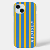 Coques Case-Mate iPhone Rayures Personnalisées Bleu Jaune (Verso)