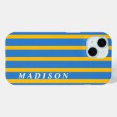 Coques Case-Mate iPhone Rayures Personnalisées Bleu Jaune (Verso (horizontal))