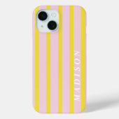 Coques Case-Mate iPhone Rayures Personnalisées Jaune Rose (Verso)