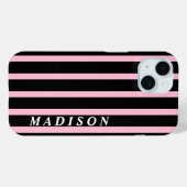 Coques Case-Mate iPhone Rayures personnalisées Noir Rose (Verso (horizontal))