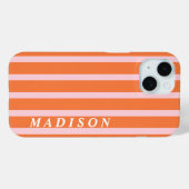 Coques Case-Mate iPhone Rayures Personnalisées Orange Rose (Verso (horizontal))