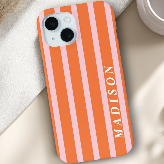 Coques Case-Mate iPhone Rayures Personnalisées Orange Rose