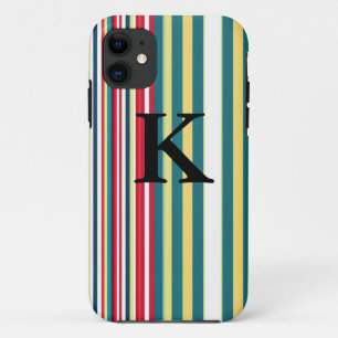 Case-Mate iPhone Case Rayures rétro colorées ajoutent une lettre initial