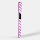 Coques Case-Mate iPhone Rayures rose/blanc monogrammes (Verso / Droite)