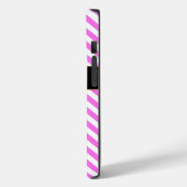 Coques Case-Mate iPhone Rayures rose/blanc monogrammes (Verso / Gauche)