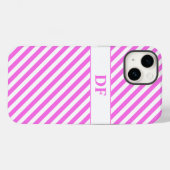 Coques Case-Mate iPhone Rayures rose/blanc monogrammes (Verso (horizontal))