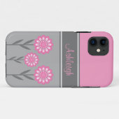 Coques Case-Mate iPhone rayures roses iPhone5 et grises Girly de fleurs (Dos (Horizontal))