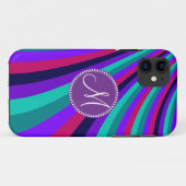 Coques Case-Mate iPhone Rayures roses pourpres d'arc-en-ciel d'Aqua de (Dos (Horizontal))