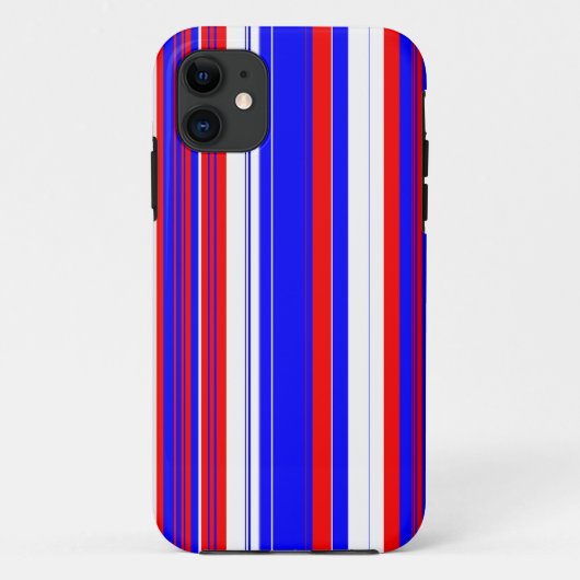 Coques Case-Mate iPhone rayures rouge blanc et bleu (Dos)