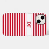 Coques Case-Mate iPhone Rayures rouges/blanches monogrammes (Verso (horizontal))