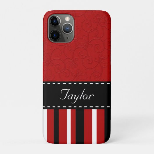 Coques Case-Mate iPhone Rayures rouges et noires (Dos)