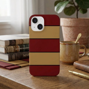 Coques iPhone 16 Rayures rouges et or de Noël classique