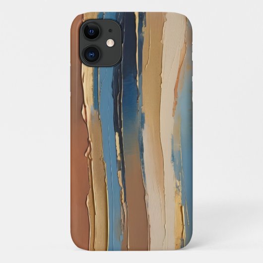Coques Case-Mate iPhone Rayures texturées bleu or beige et bronze (Dos)