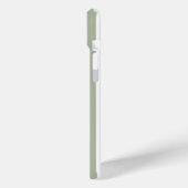 Coques Case-Mate iPhone Rayures Vert Sauge et Blanc Monogrammées (Verso / Gauche)