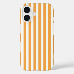 Coques iPhone 16 Rayures verticales orange vif et blanc - esthétiqu