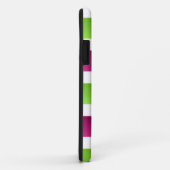 Coques Case-Mate iPhone Rayures violettes/blanches et vertes (Dos/Droite)