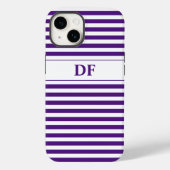 Coques Case-Mate iPhone Rayures violettes/blanches monogrammes (Verso)