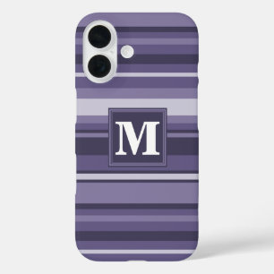 Coques iPhone 16 Rayures violettes de cuir monogramme