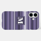 Coques Case-Mate iPhone Rayures violettes de cuir monogramme (Verso (horizontal))