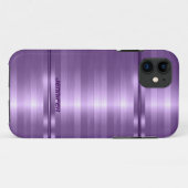 Coques Case-Mate iPhone Rayures violettes métalliques brillantes monogramm (Dos (Horizontal))