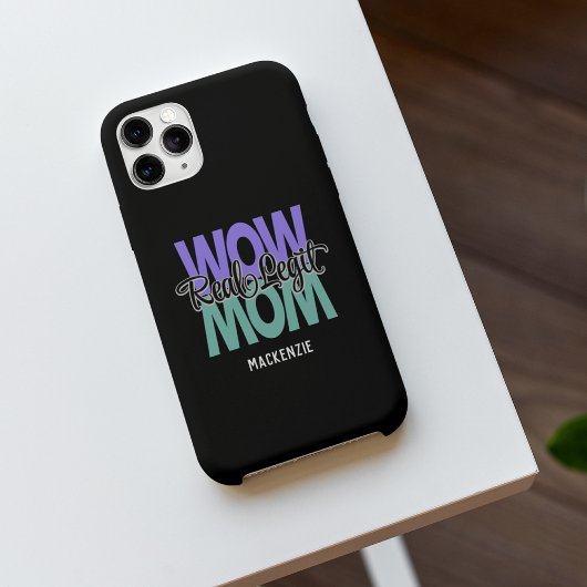 Coques Case-Mate iPhone Real Legit Wow Mom Imprimer (violet et Turquoise)
