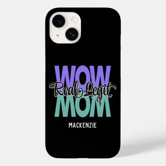 Coques Case-Mate iPhone Real Legit Wow Mom Imprimer (violet et Turquoise) (Verso)
