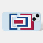 Coques Case-Mate iPhone Rectangle Abstrait en rouge, blanc et bleu (Verso (horizontal))