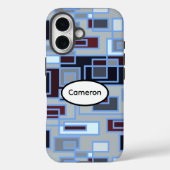Coques Case-Mate iPhone Rectangles rétro bleus et gris (Verso)